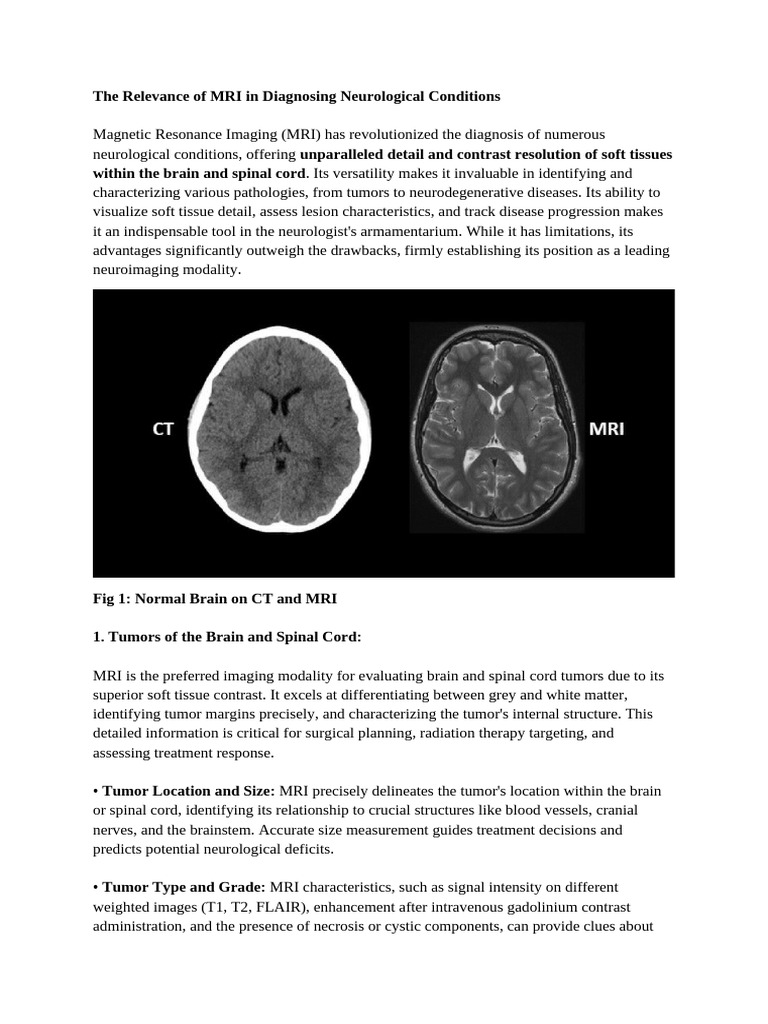 The Relevance of MRI in Diagnosing Neurological Conditions | PDF ...