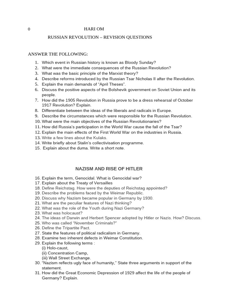 Russian Revolution Revision 2023 | PDF | Russian Revolution | Nazi Germany