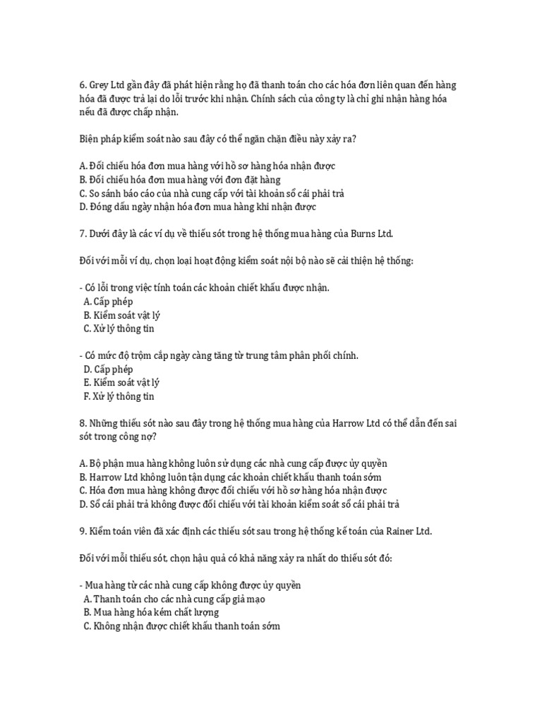 Chapter 7 Question Bank Vietnamese Translation | PDF