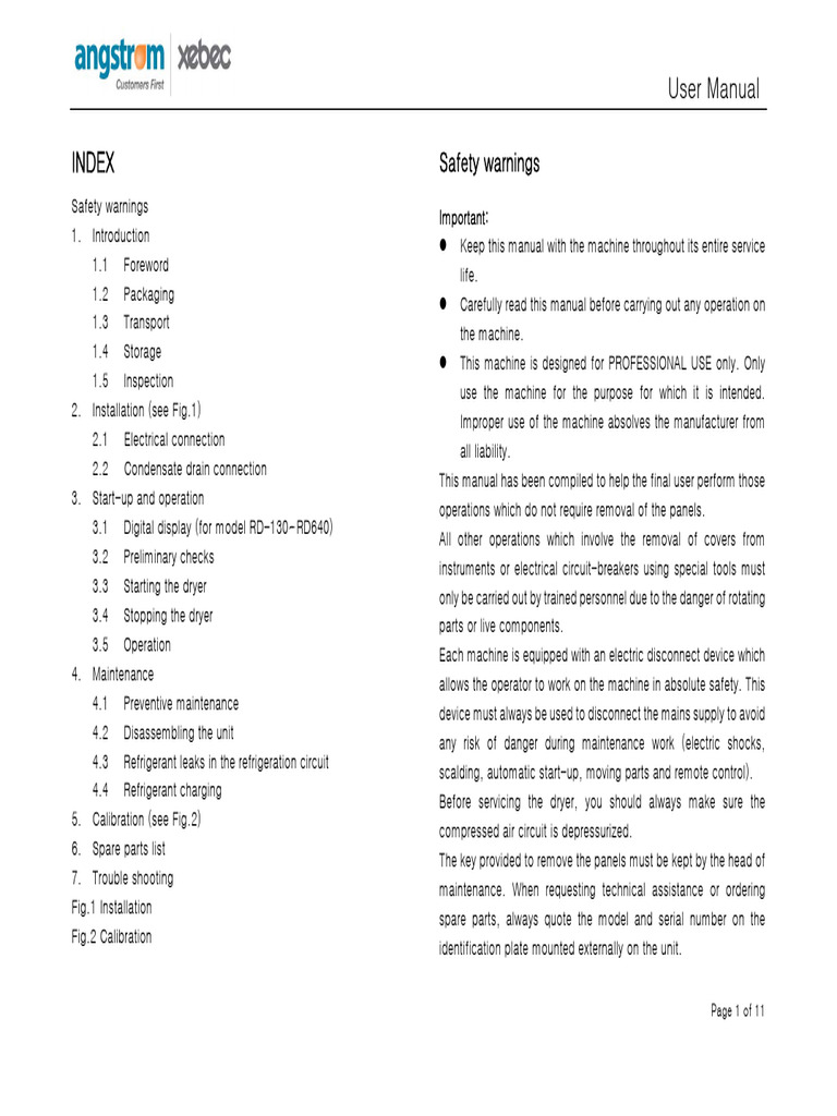 User Manual RD-130 RD-640 | PDF | Heat Exchanger | Clothes Dryer