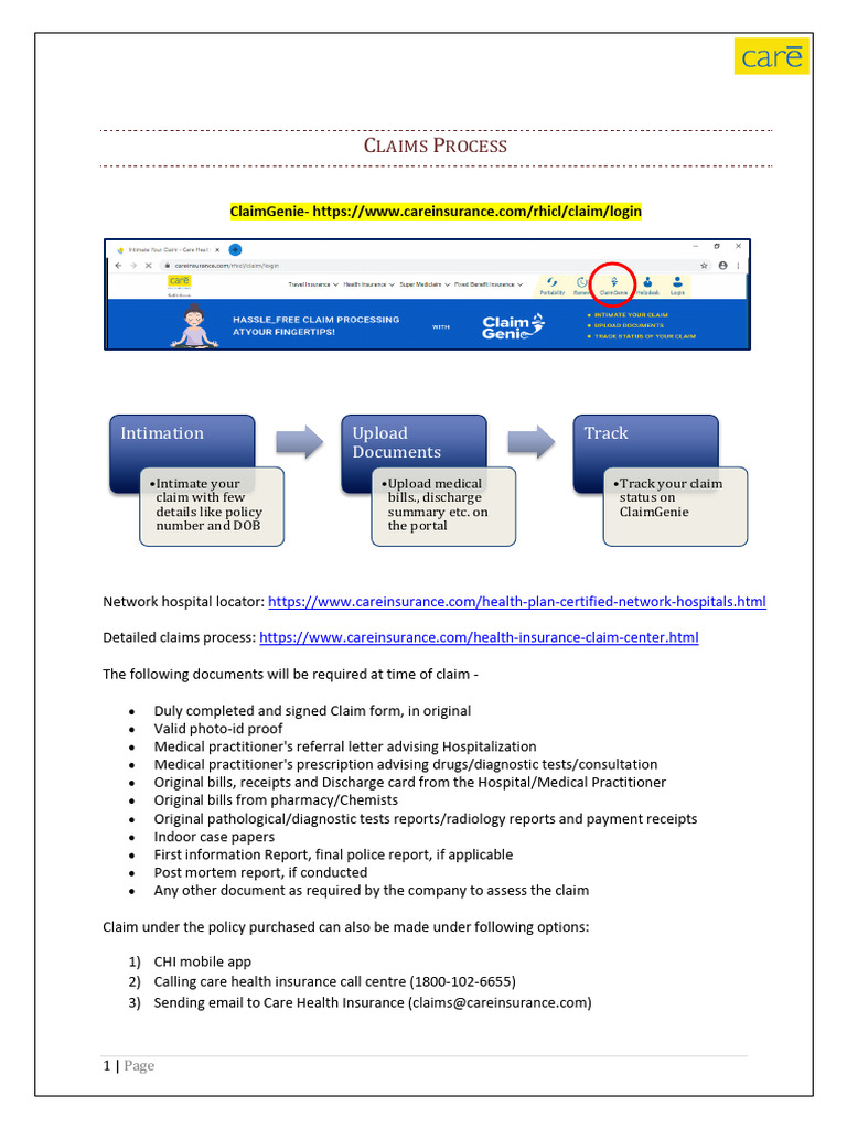 Claim Process Care | PDF
