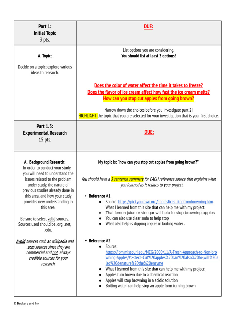Diana Cruz Torres - Student Copy of 1. Science Project & Rubric | PDF