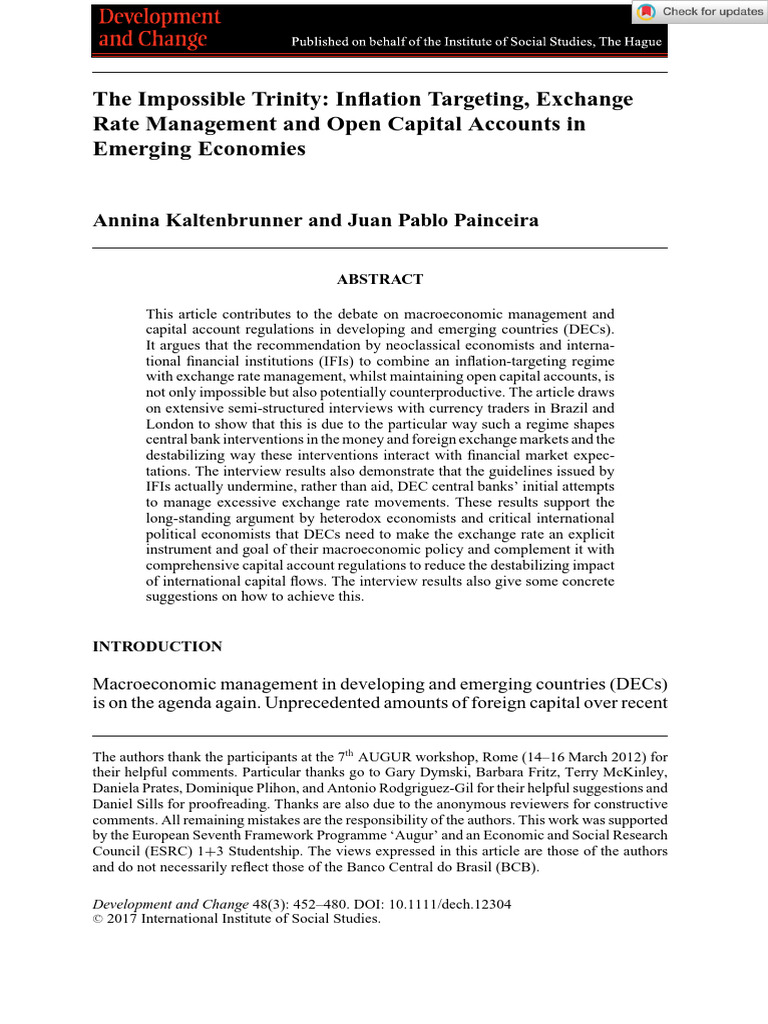 Inﬂation Targeting and Exchange Rates in DECs | PDF | Monetary Policy ...