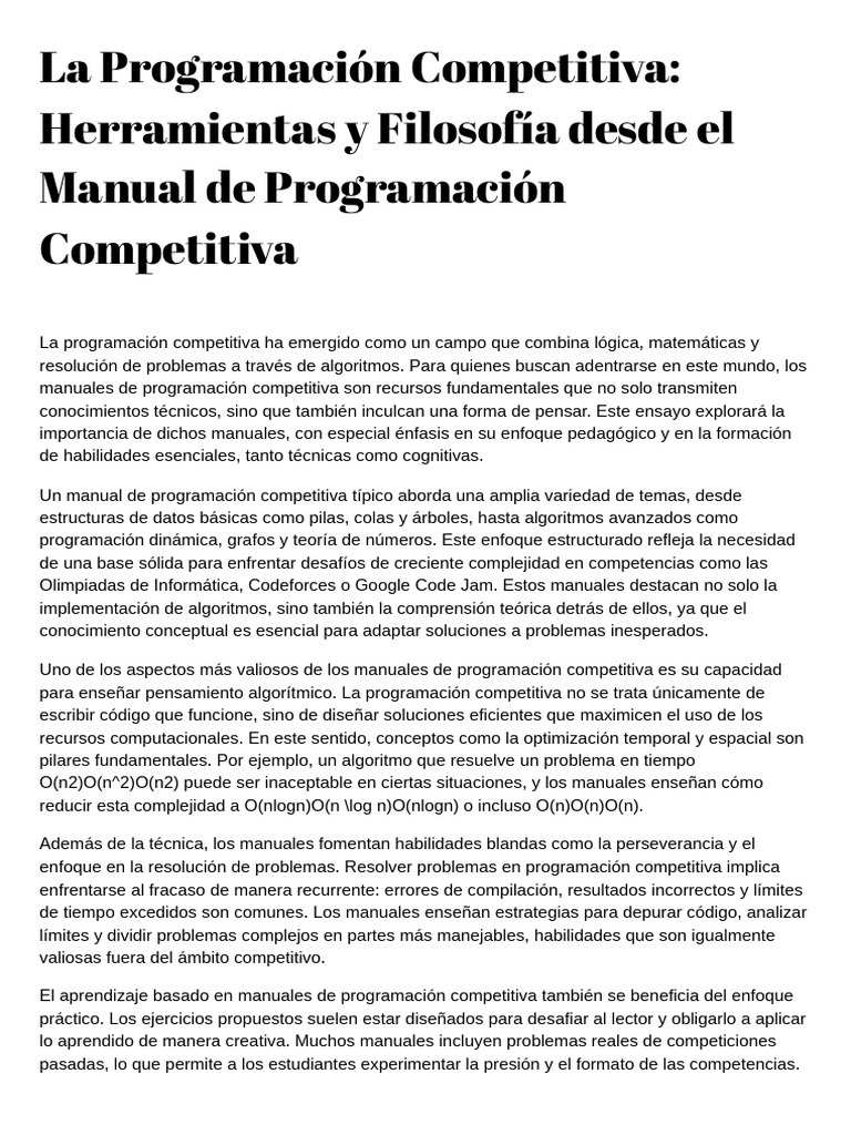 Manuales de Programación Competitiva | PDF | Programación de ...