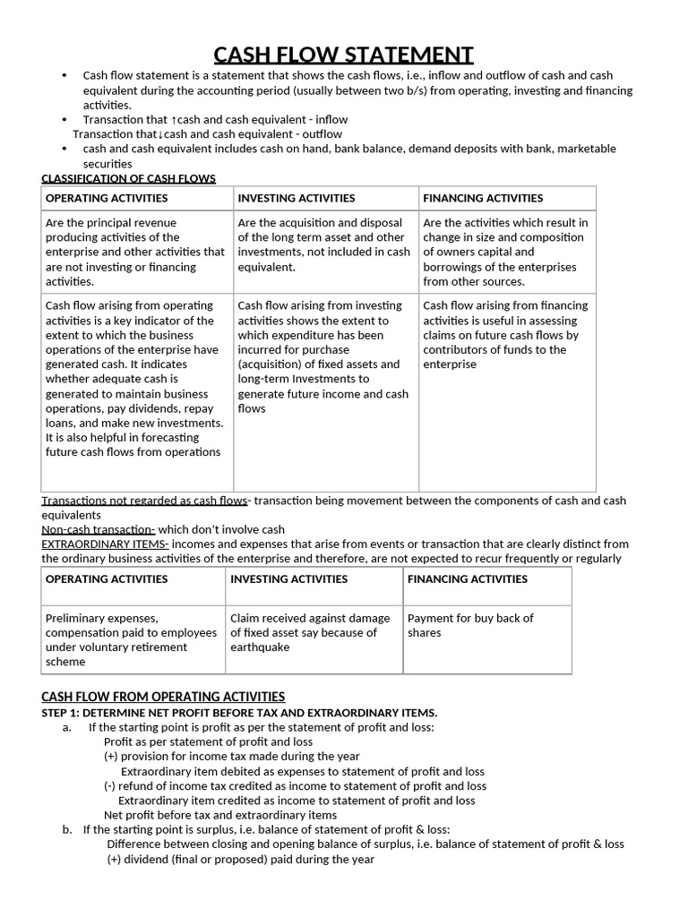 Cash Flow Statement | PDF | Depreciation | Income Statement
