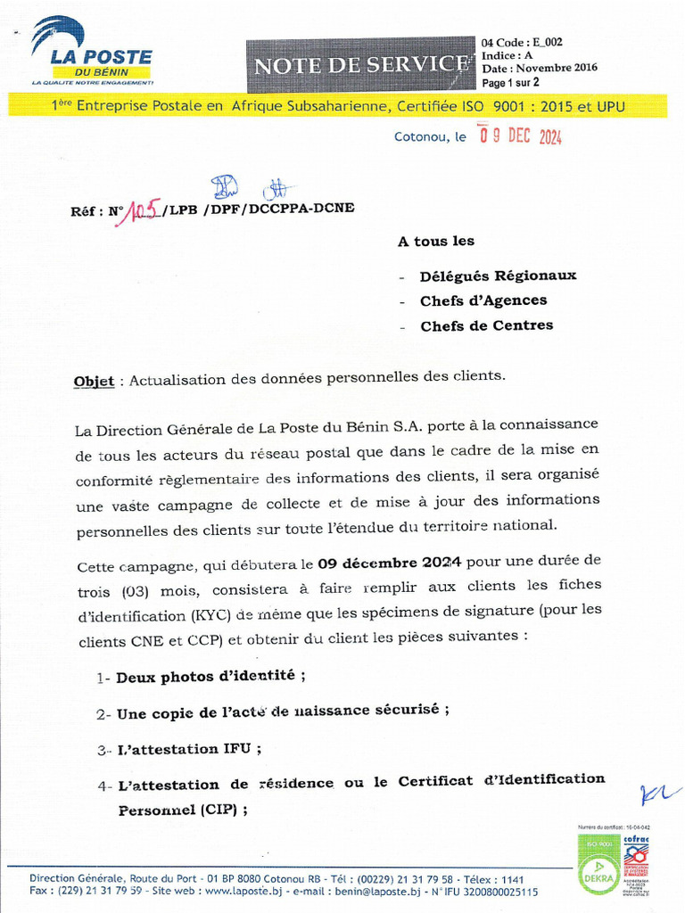 Actualisation Données-Personnelles Clients 0001 | PDF