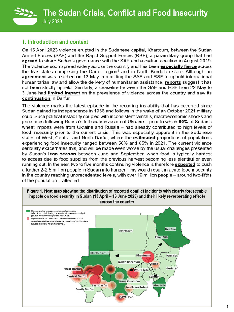 Sudan Conflict: Impact on Food Security | PDF | Sudan | Food Security