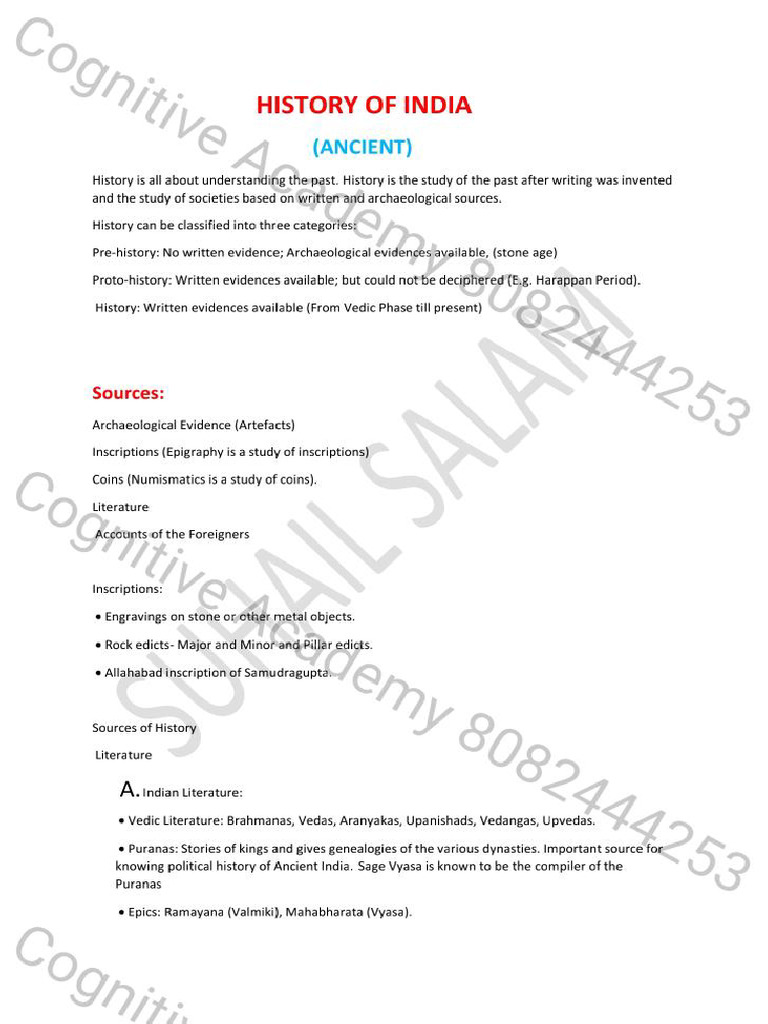 Ancient History Lec-1to3 (Cognitive Academy) | PDF