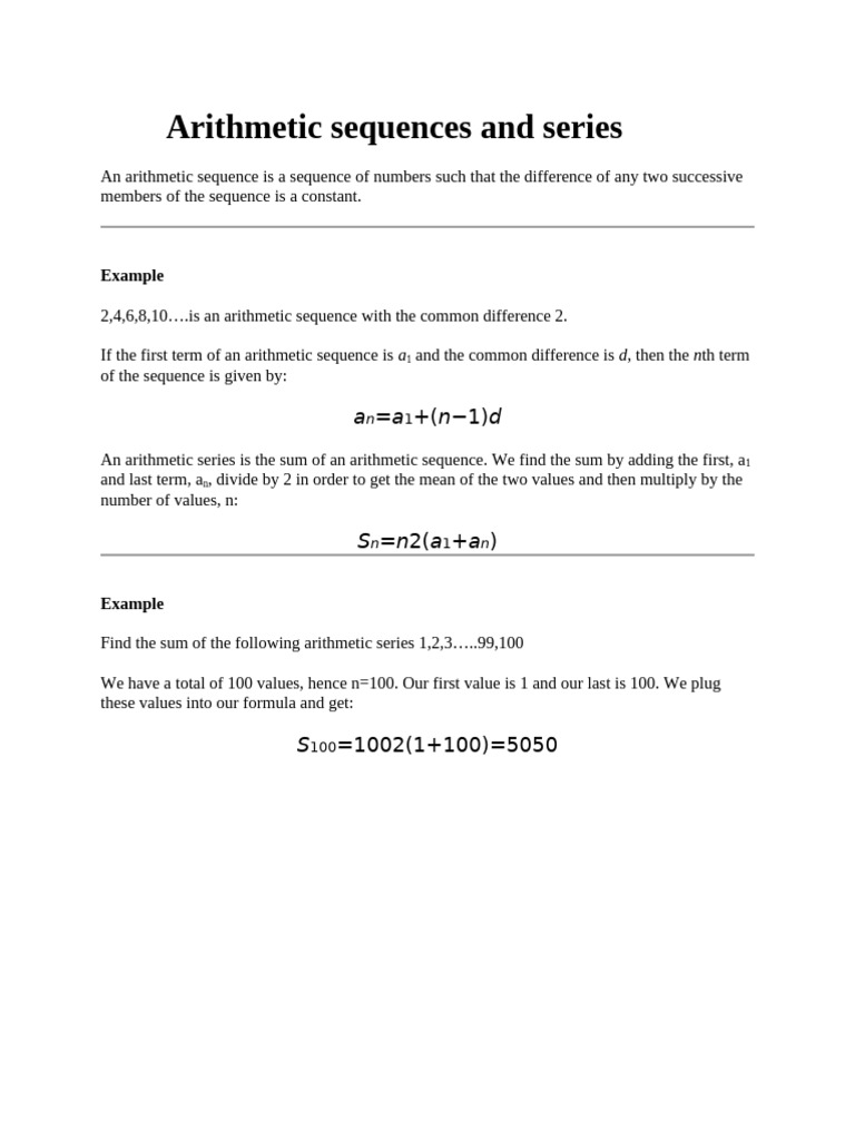 Arithmetic Sequences and Series | PDF | Arithmetic | Function (Mathematics)