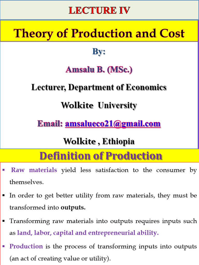 Production and Cost Analysis Overview | PDF | Production Function ...