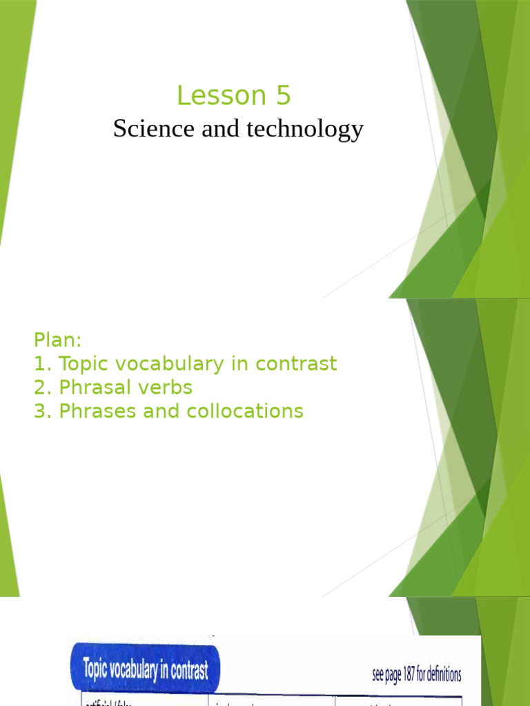 Science and Technology Vocabulary Lesson | PDF
