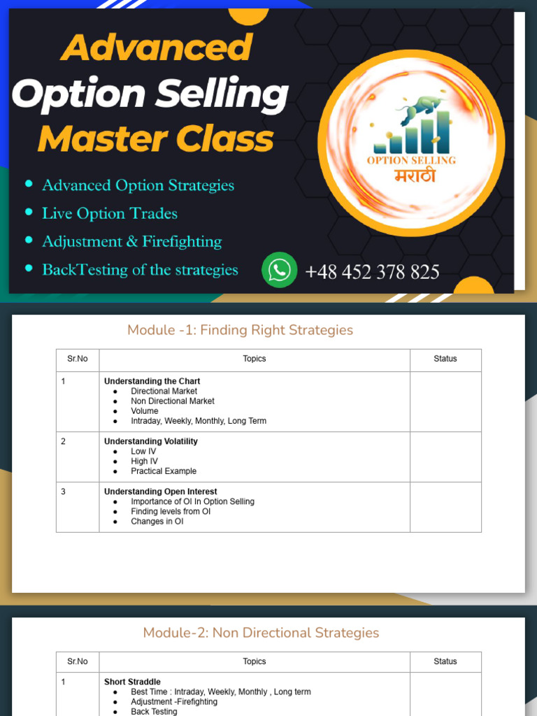Non-Directional Option Selling Strategies | PDF