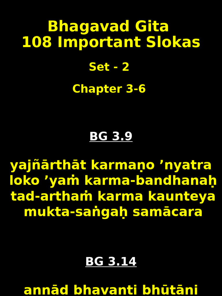 BG Slokas 108 - Set 2 (CH 3-6) | PDF | Indian Religious Texts | Krishna