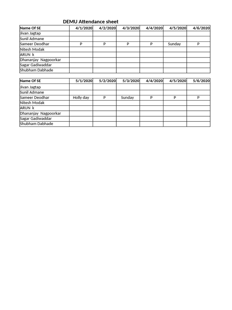 Demu Attendance | PDF