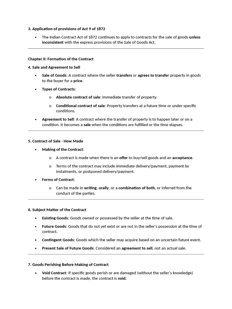 Indian Contract Act: Sale of Goods Explained | PDF | Implied Warranty ...