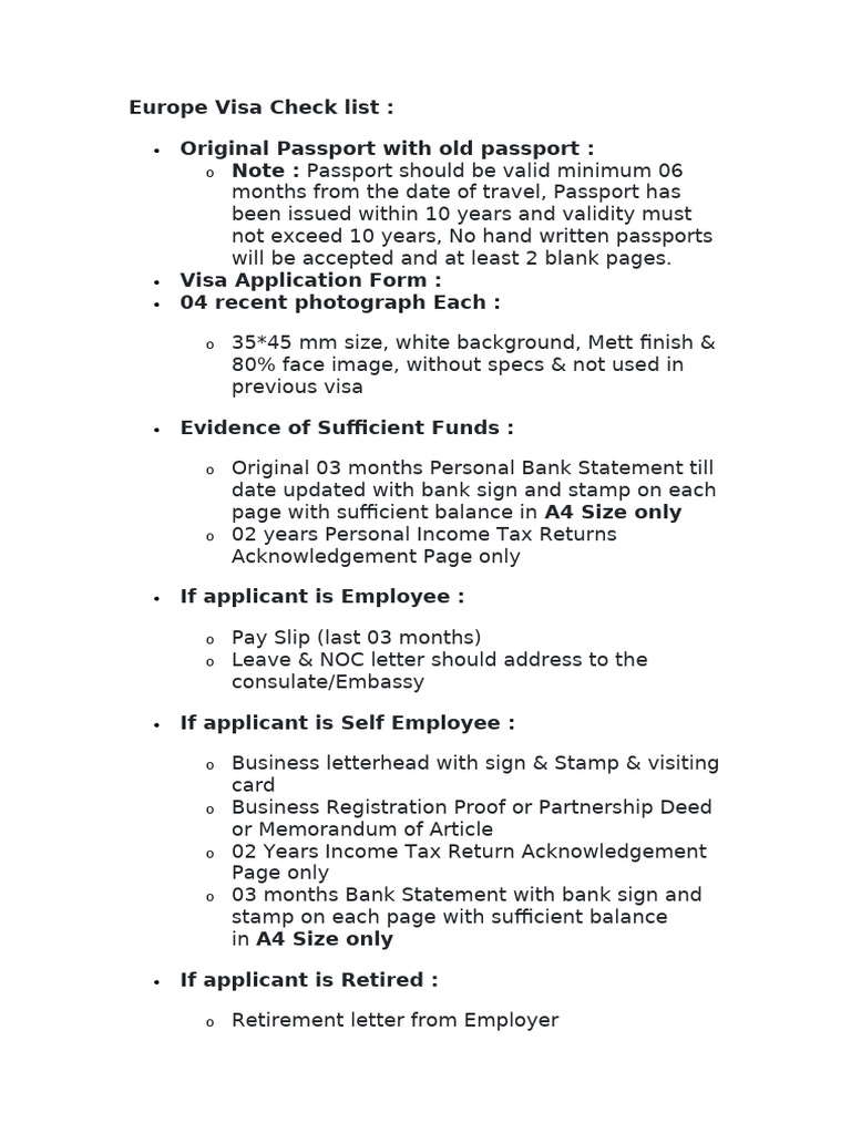europe-visa-check-list-pdf-travel-visa-passport