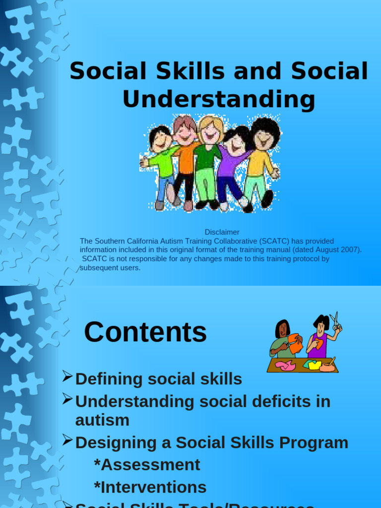 Social Skills Development for Autism | PDF | Social Skills | Autism ...