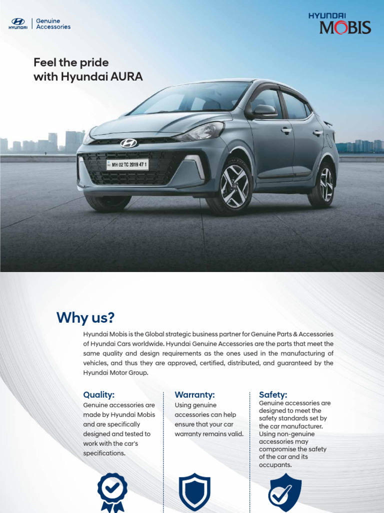 Hyundai AURA Genuine Accessories Guide | PDF | Trunk (Car) | Motor Vehicle