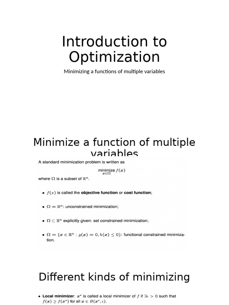 Multi-Variable Function Minimization Guide | PDF