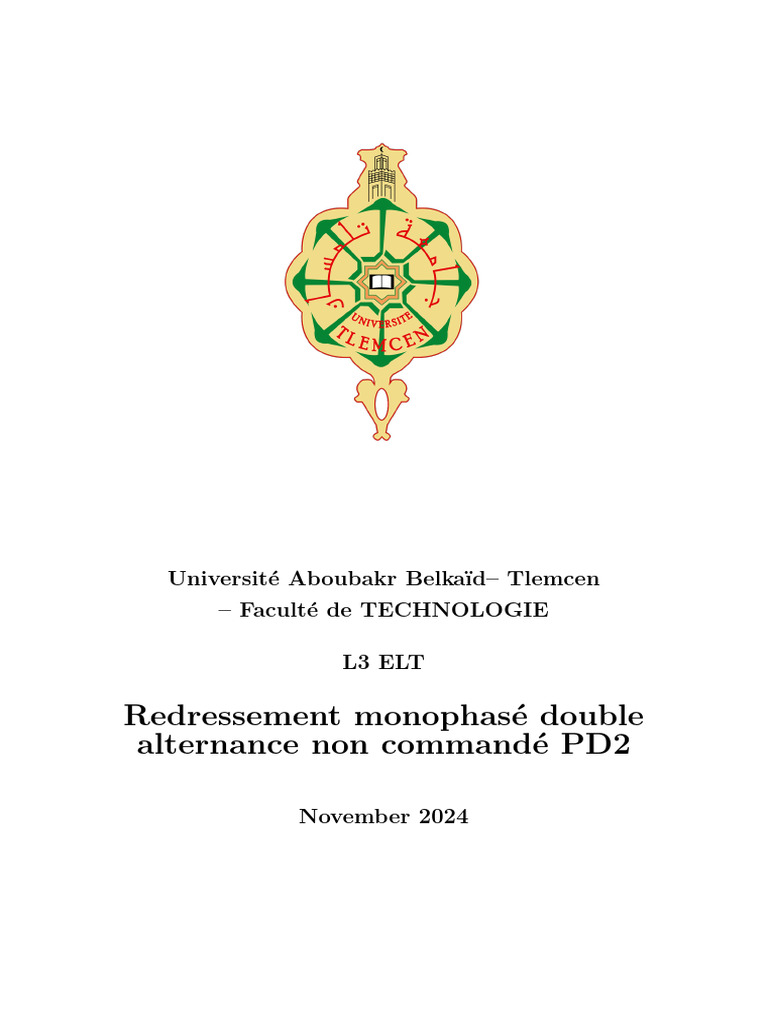 Redressement Monophasé Non Commandé PD2 | PDF | Redresseur | Grandeur ...