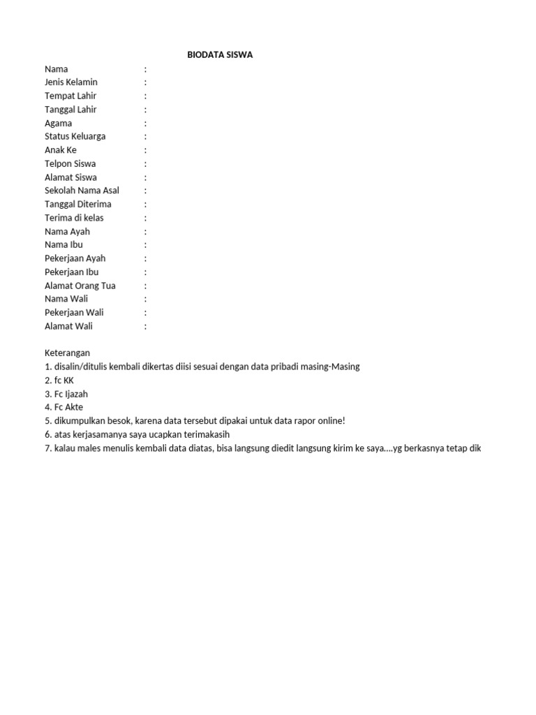 Biodata 7c | PDF