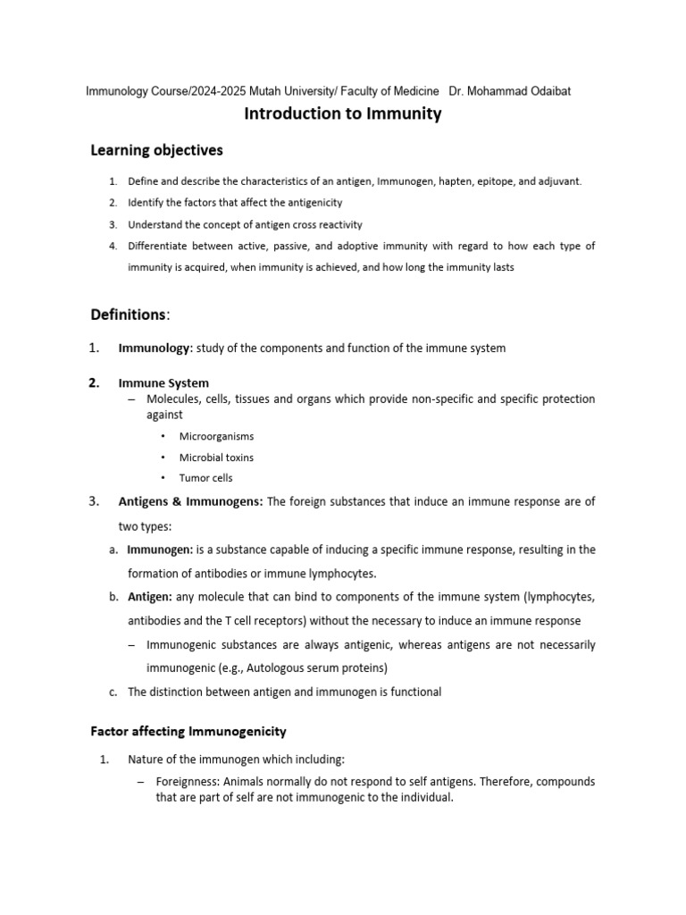 Introduction to Immunity Concepts | PDF | Antigen | Immune System