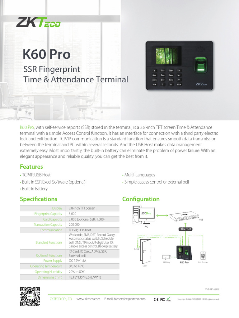 K60 Pro - Leaflet | PDF | Access Control | Usb