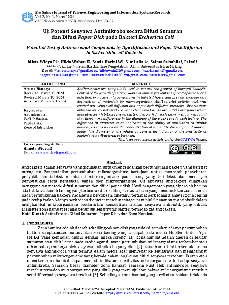 Uji Antimikroba pada Escherichia coli | PDF