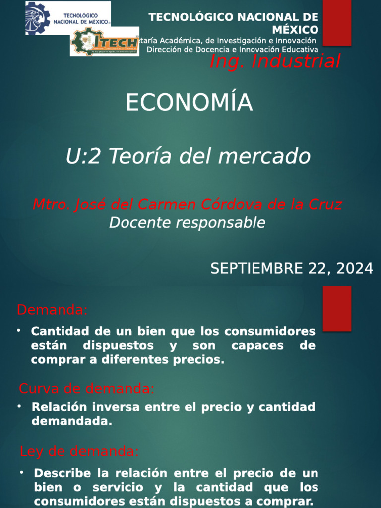 Teoría de la Demanda y Oferta Económica | PDF | Oferta y demanda ...