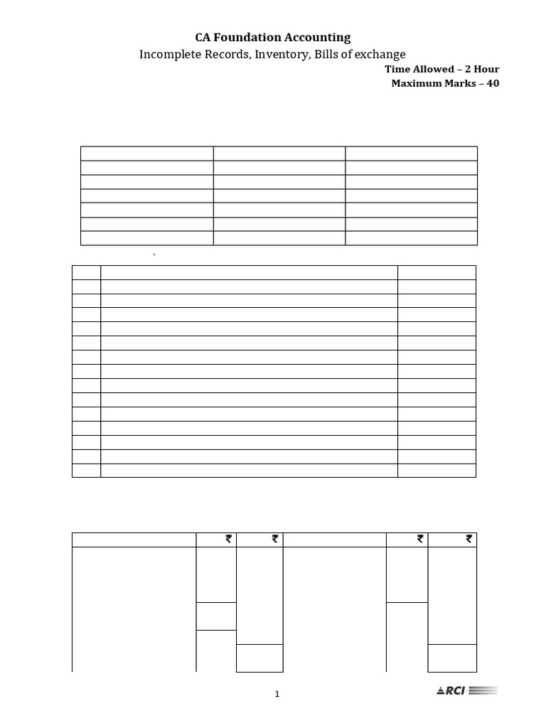 Incomplete Records, Inventory, BoE - A (1) - 1486490 | PDF | Debits And ...