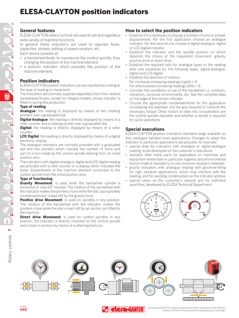 ELESA-CLAYTON Position Indicators Guide | PDF | Machines | Rotation