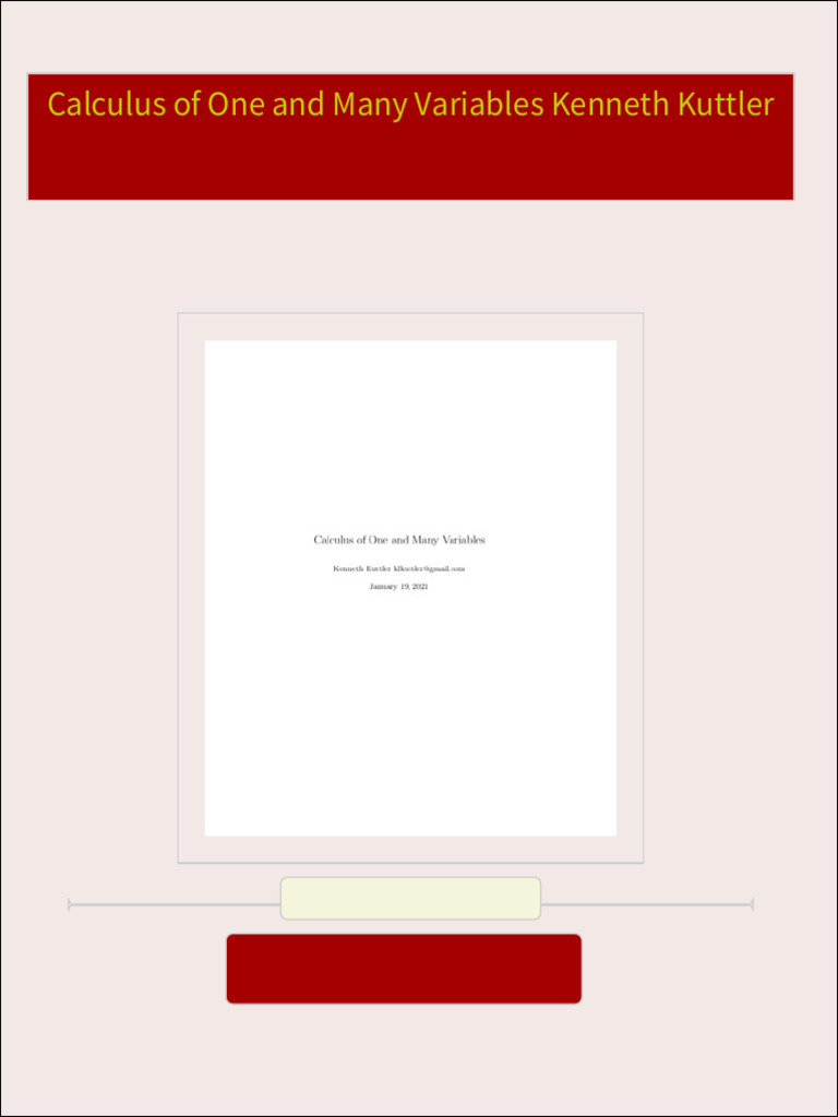 Complete Download Calculus of One and Many Variables Kenneth Kuttler ...
