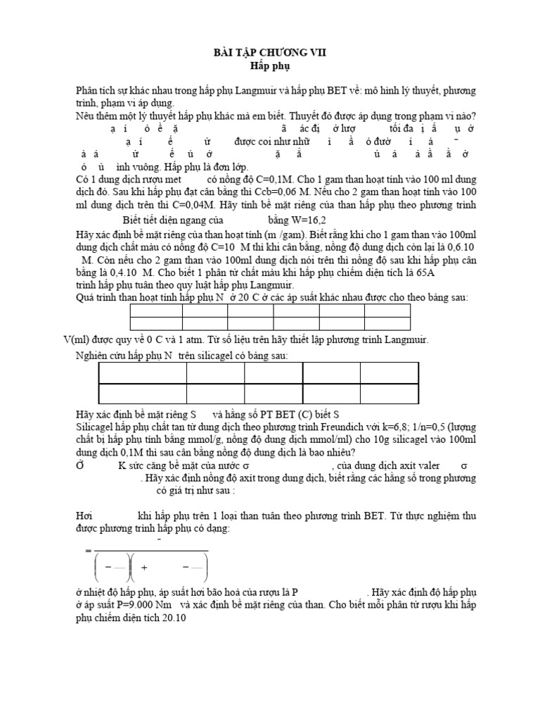 Bài Tập Chương 7 | PDF
