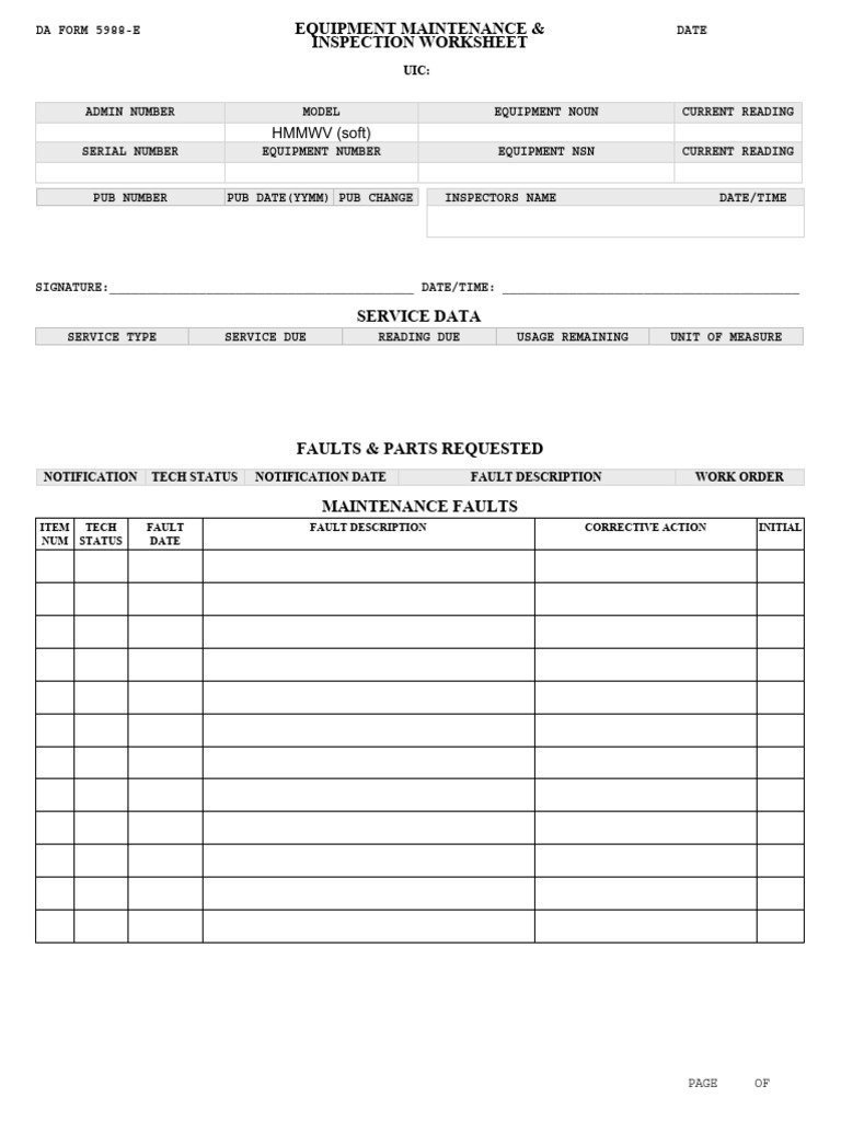 Humvee PMCS Checklist and Manual | PDF | Leak | Seat Belt