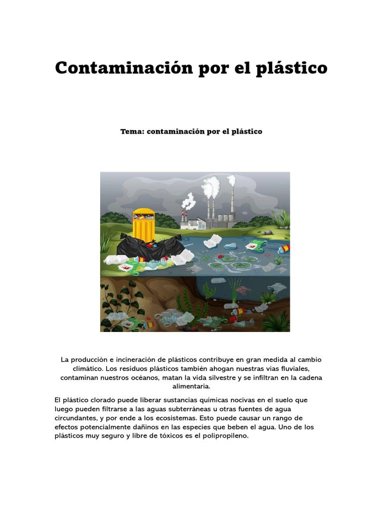 Contaminación Por El Plástico | PDF | El plastico | Residuos