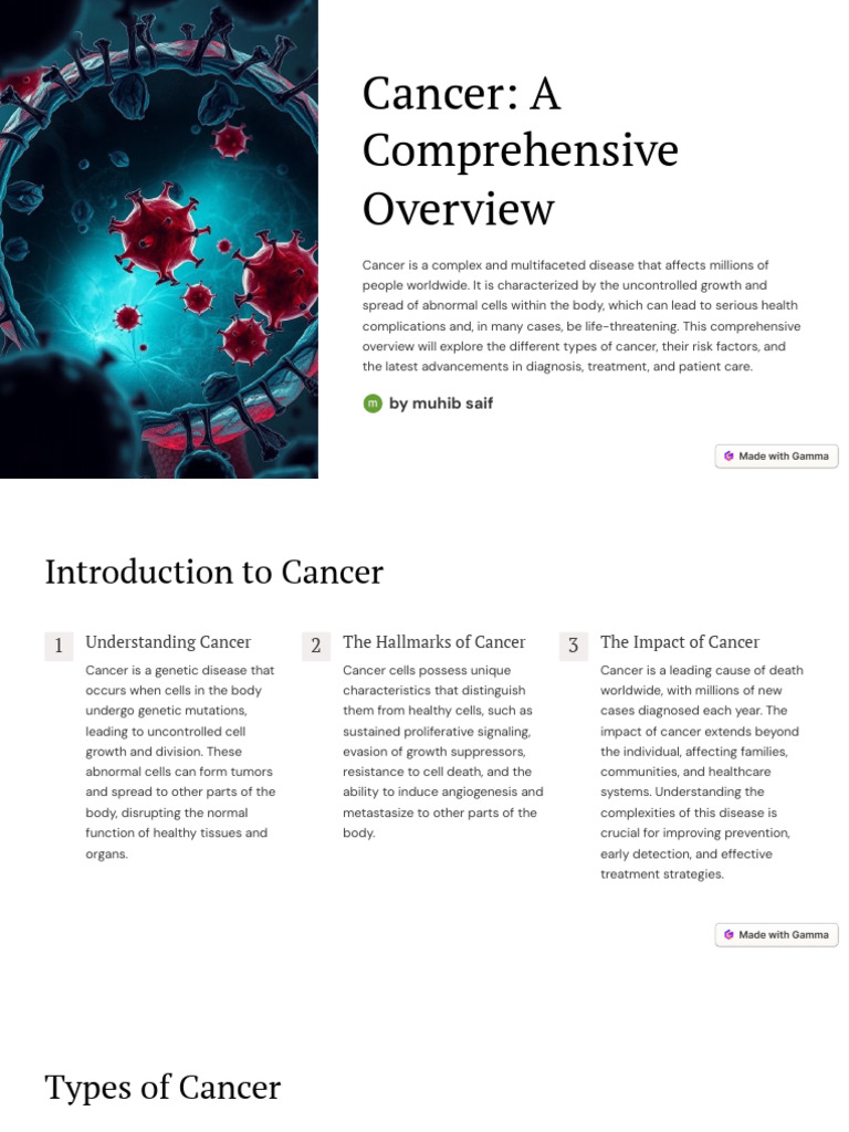 Cancer A Comprehensive Overview | PDF | Cancer | Radiation Therapy