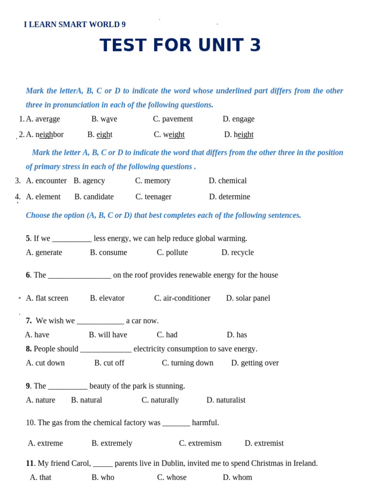 Smw9 test for unit 3 final s a pdf water wound