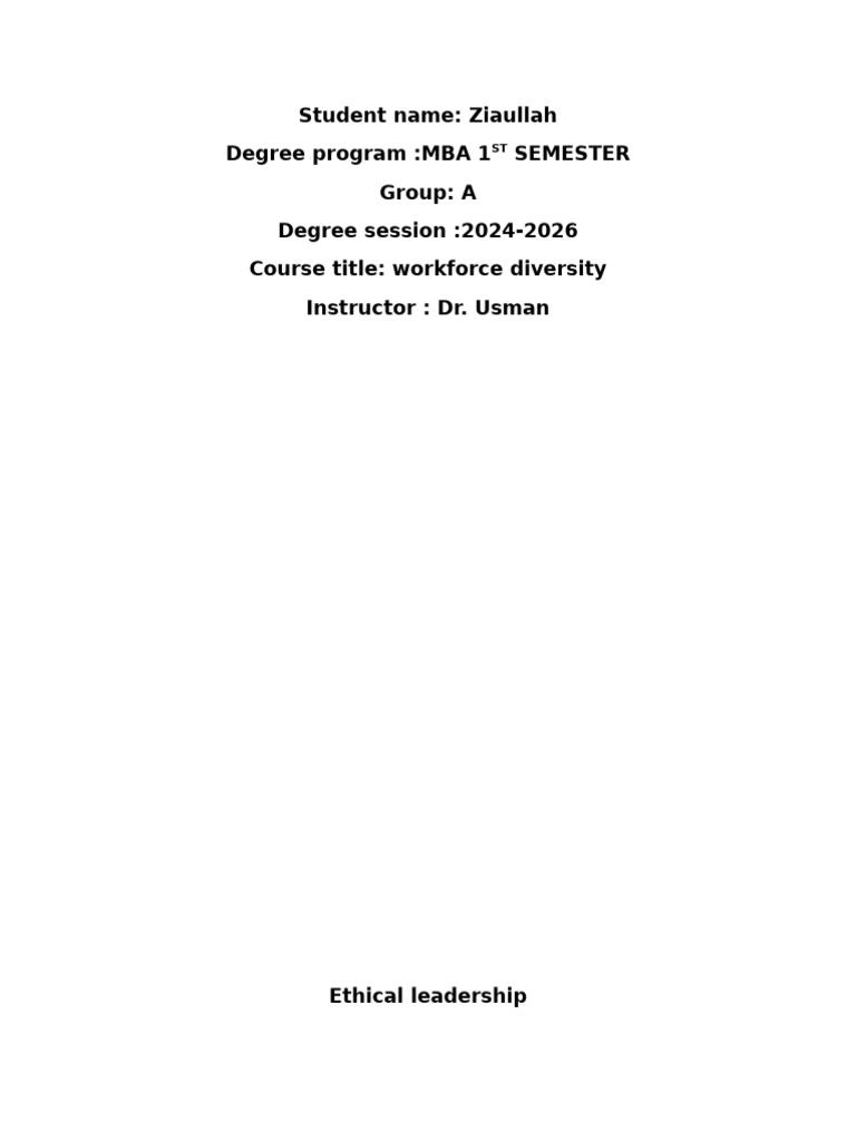 Workforce Diversity Pdf Leadership Organizational Behavior