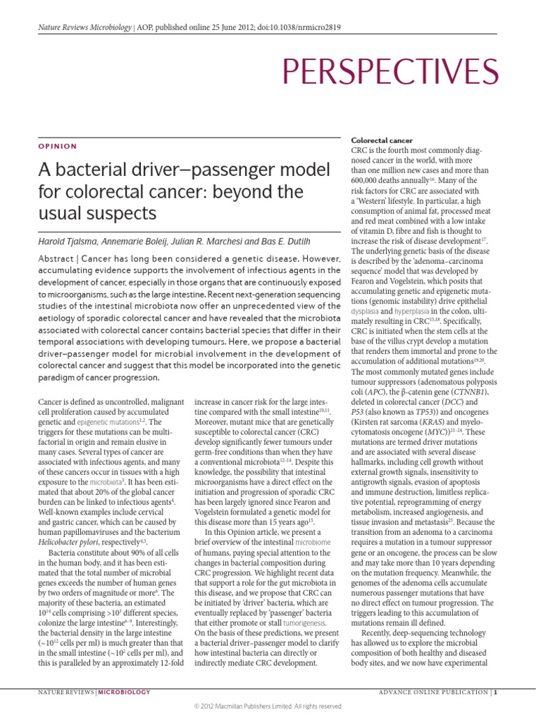 Bacterial Role in Colorectal Cancer | PDF | Colorectal Cancer ...