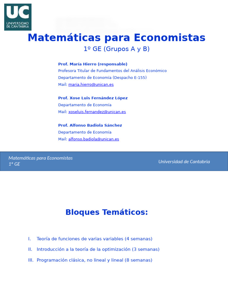 Matemáticas para Economistas en Cantabria | PDF | Matemáticas ...