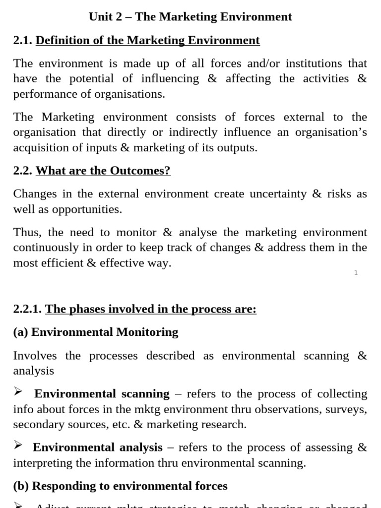 Unit 2 - The Marketing Environment - 2 | PDF | Economies | Private Sector