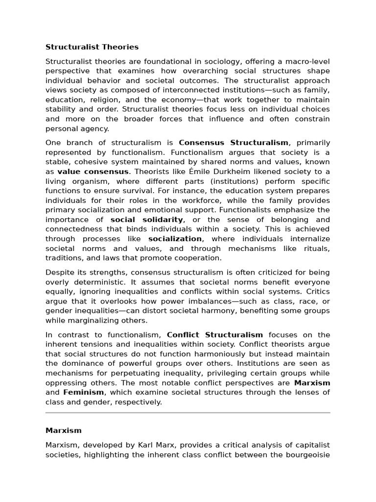 Understanding Structuralist Theories in Sociology | PDF | Gender ...