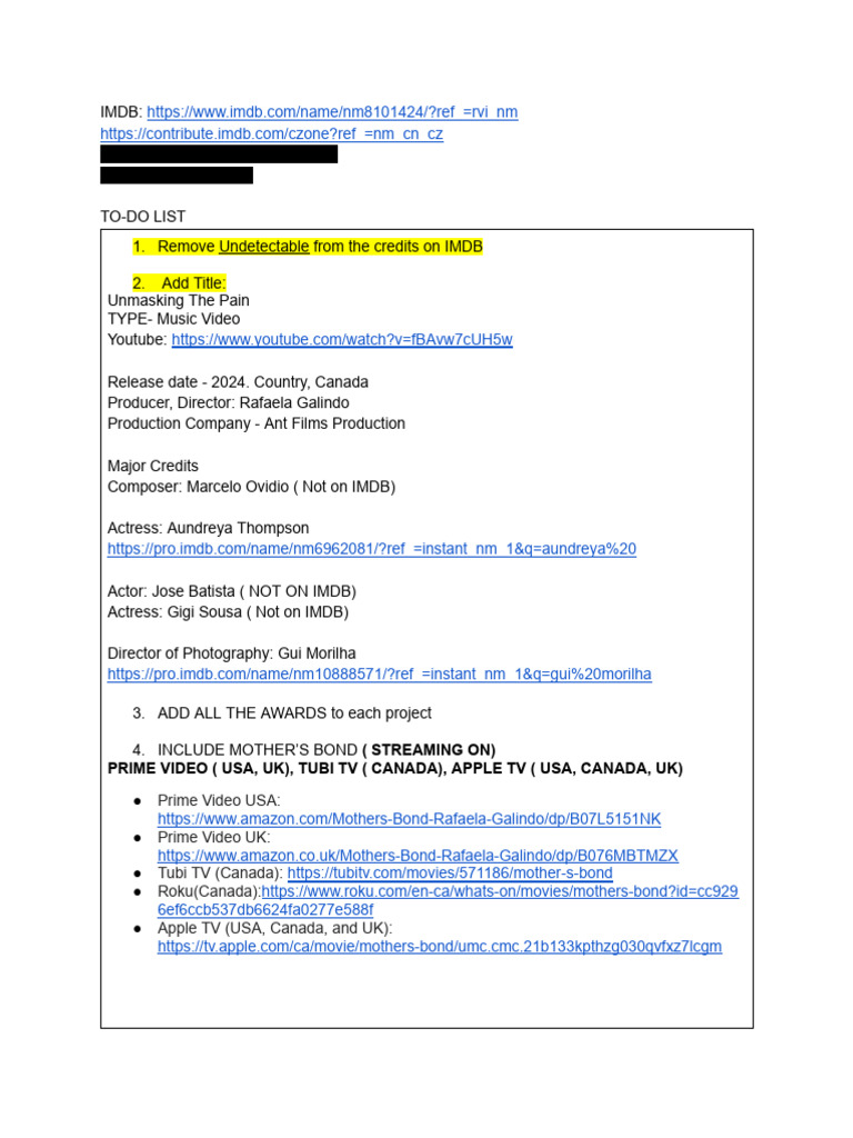 Imdb - To-Do List - Updated - Nov19th | PDF | Video