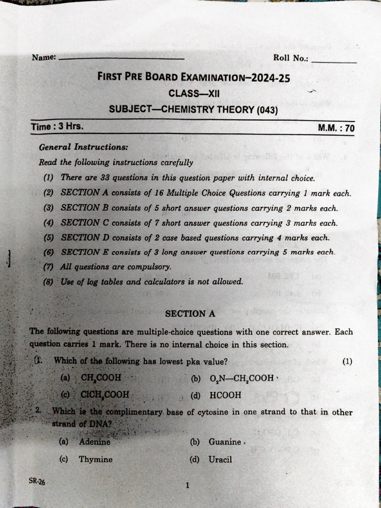 Chem Pre Board Dav | PDF | Reaction Rate | Carbohydrates
