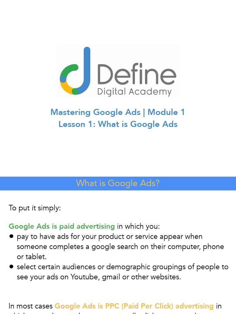 Introduction to Google Ads Basics | PDF | Advertising | Online Advertising