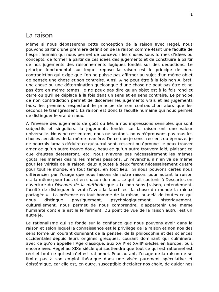La Raison : Fondements et Fonctions | PDF | Critique de la raison pure ...