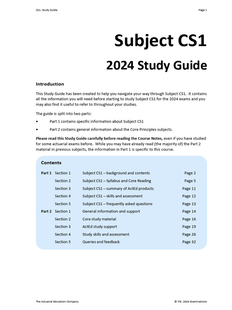 CS1 Study Guide 2024 (1) | PDF | Regression Analysis | Statistical ...