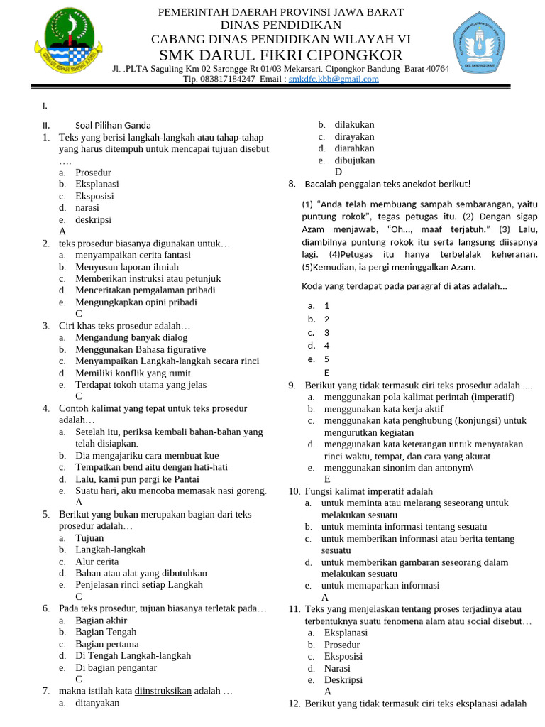 Soal b indo kelas 11 semester 2