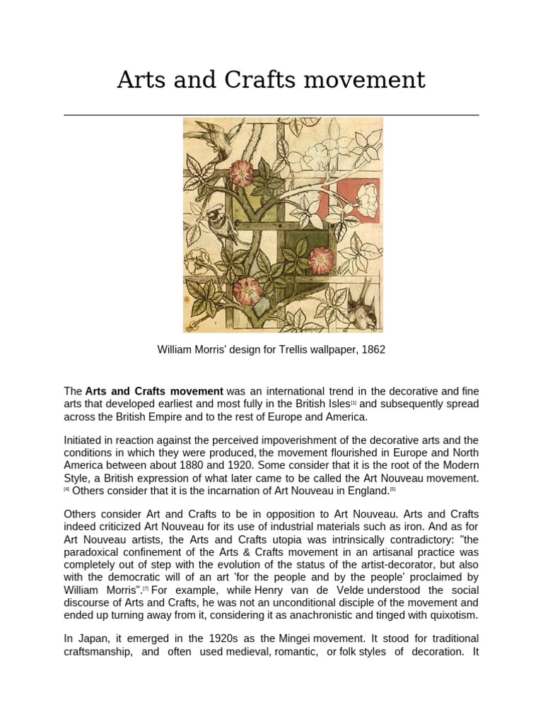 Overview of the Arts and Crafts Movement | PDF | Arts And Crafts ...
