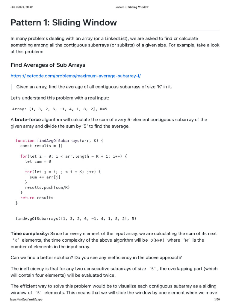 Sliding Window Algorithm Explained | PDF | Time Complexity | String ...
